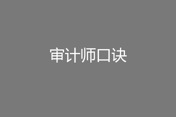 审计师口诀