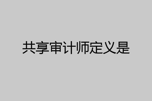 共享审计师定义是