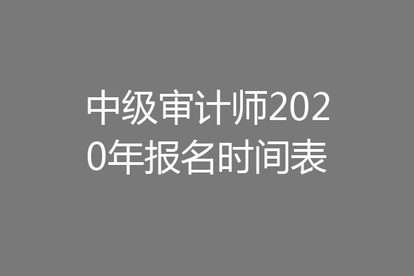中级审计师2020年报名时间表