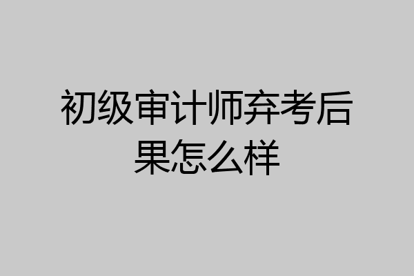 初级审计师弃考后果怎么样