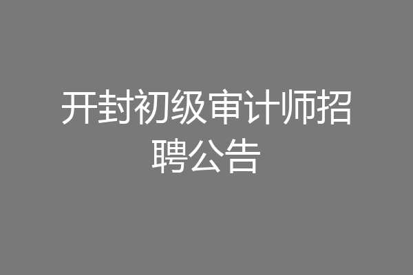 开封初级审计师招聘公告