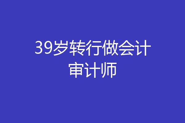 39岁转行做会计审计师