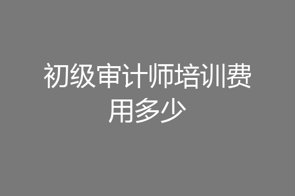 初级审计师培训费用多少
