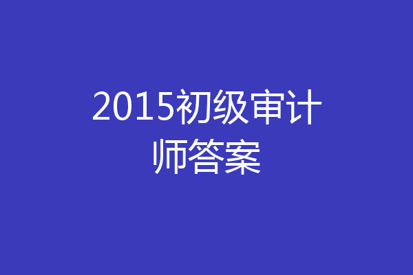 2015初级审计师答案