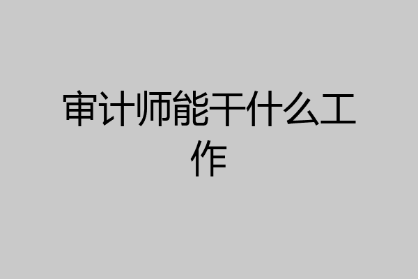 审计师能干什么工作