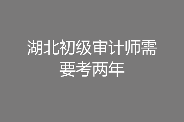 湖北初级审计师需要考两年
