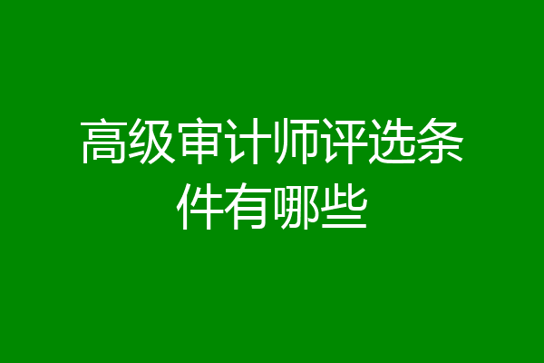高级审计师评选条件有哪些