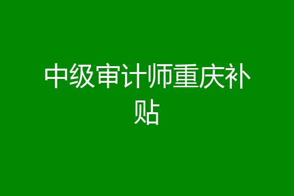 中级审计师重庆补贴