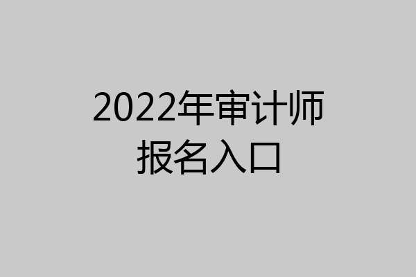 2022年审计师报名入口