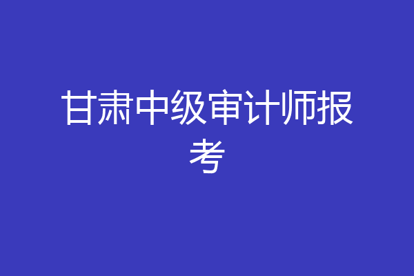 甘肃中级审计师报考
