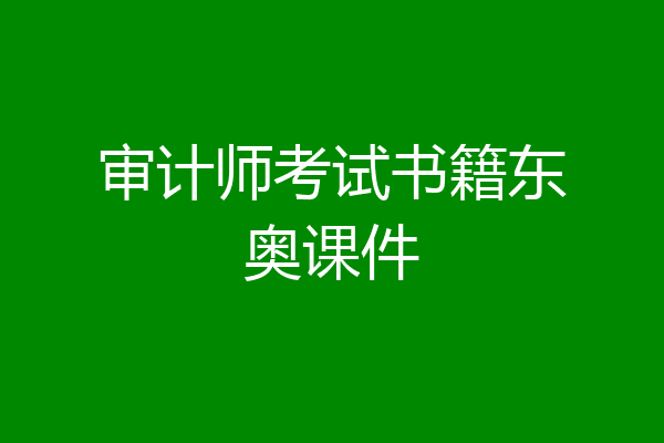 审计师考试书籍东奥课件