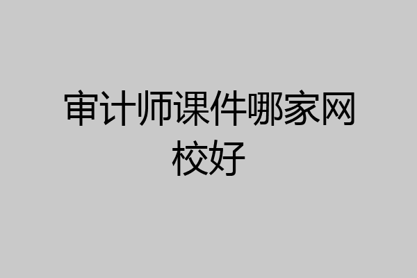 审计师课件哪家网校好
