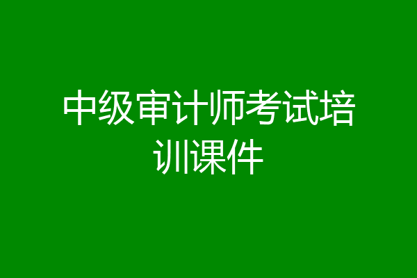 中级审计师考试培训课件