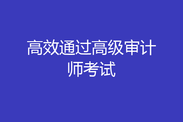 高效通过高级审计师考试