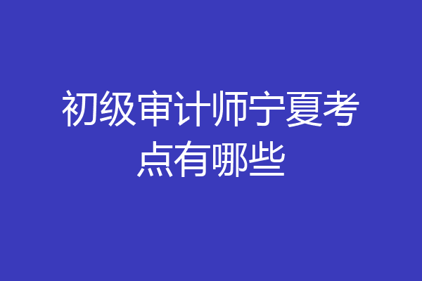 初级审计师宁夏考点有哪些