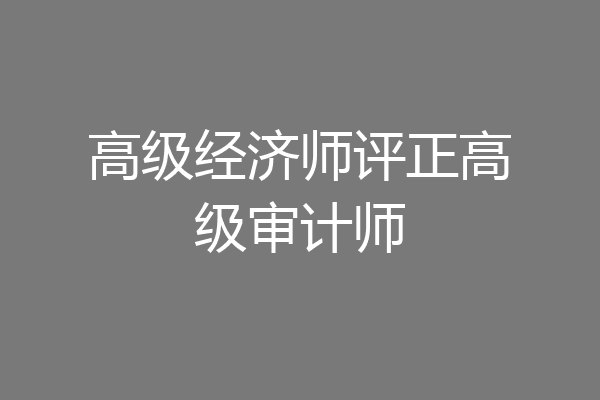 高级经济师评正高级审计师