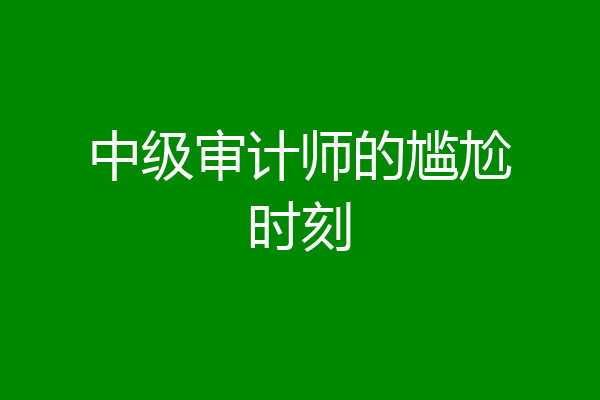 中级审计师的尴尬时刻