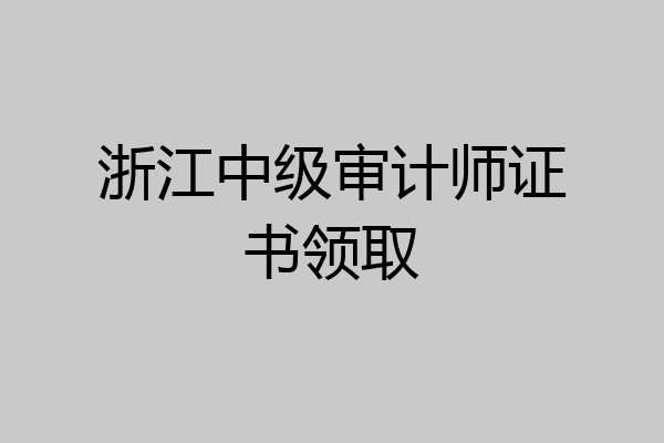 浙江中级审计师证书领取