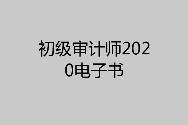 初级审计师2020电子书