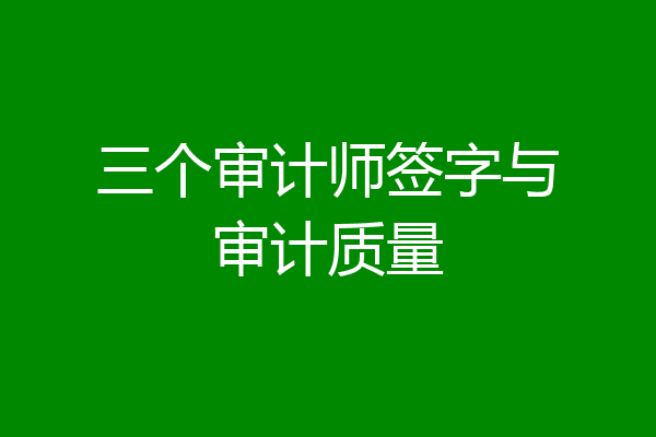 三个审计师签字与审计质量