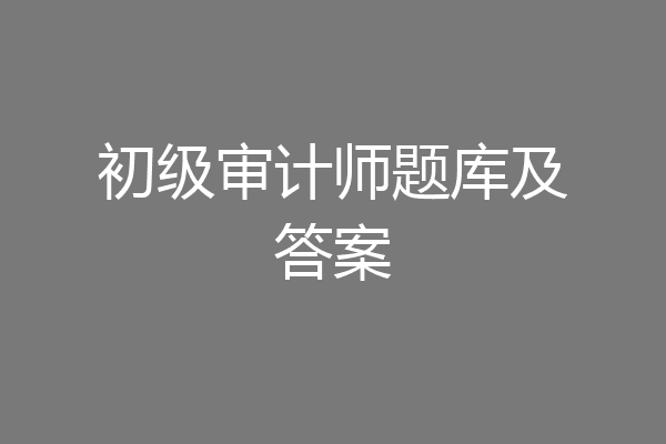 初级审计师题库及答案