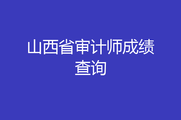 山西省审计师成绩查询