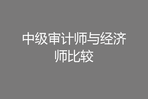 中级审计师与经济师比较