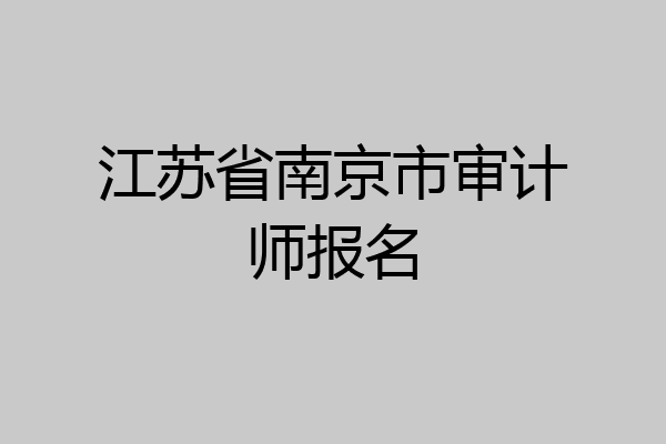 江苏省南京市审计师报名
