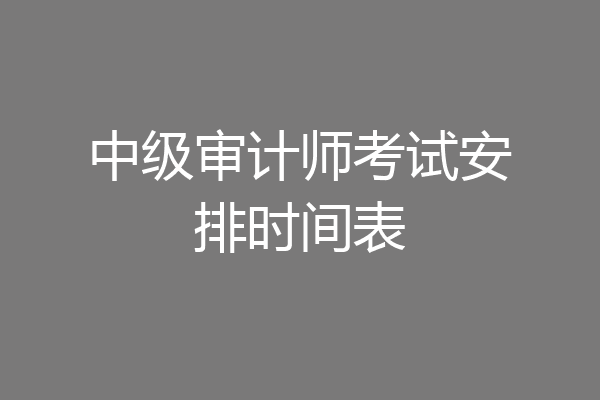 中级审计师考试安排时间表