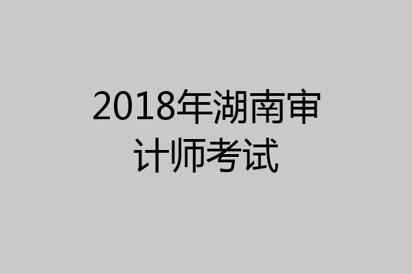 2018年湖南审计师考试