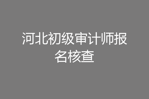 河北初级审计师报名核查