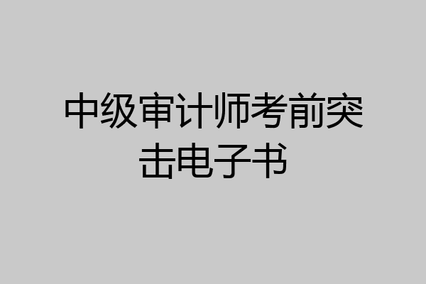 中级审计师考前突击电子书
