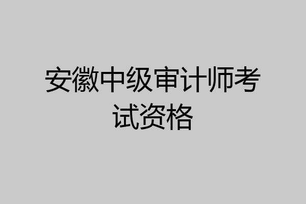 安徽中级审计师考试资格