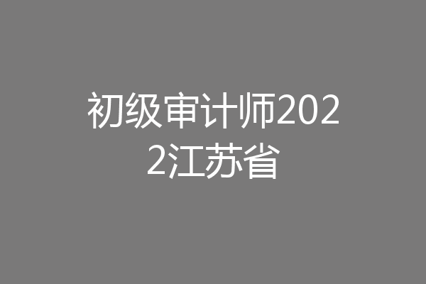 初级审计师2022江苏省