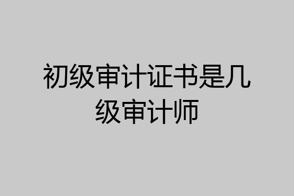 初级审计证书是几级审计师