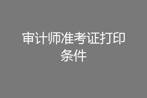 审计师准考证打印条件
