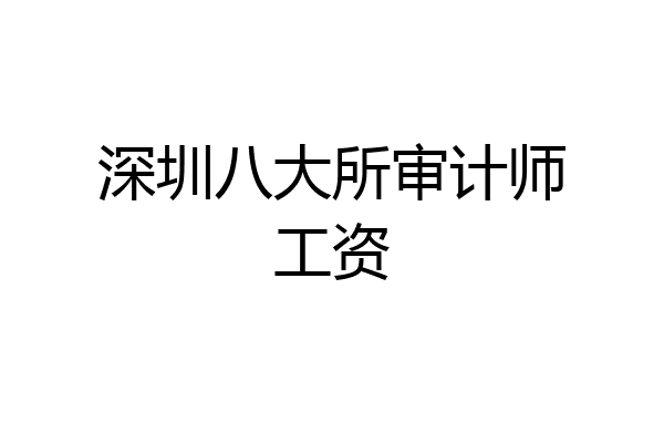 深圳八大所审计师工资