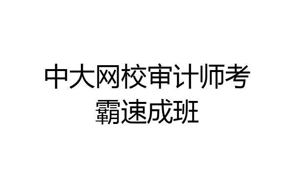中大网校审计师考霸速成班