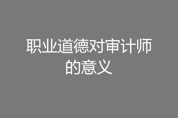 职业道德对审计师的意义