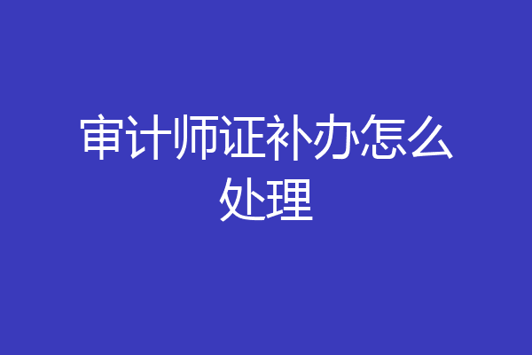 审计师证补办怎么处理