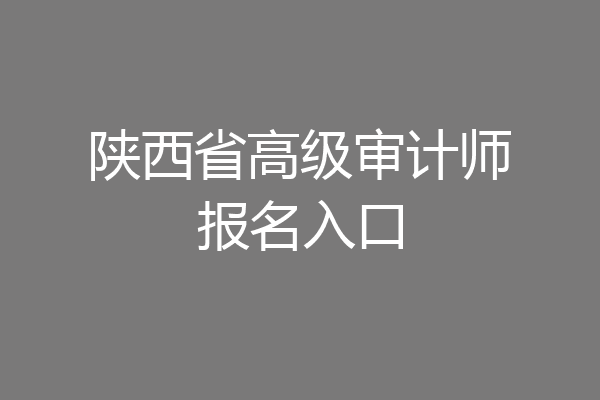 陕西省高级审计师报名入口