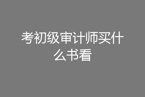 考初级审计师买什么书看