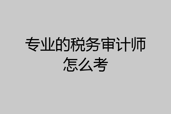专业的税务审计师怎么考