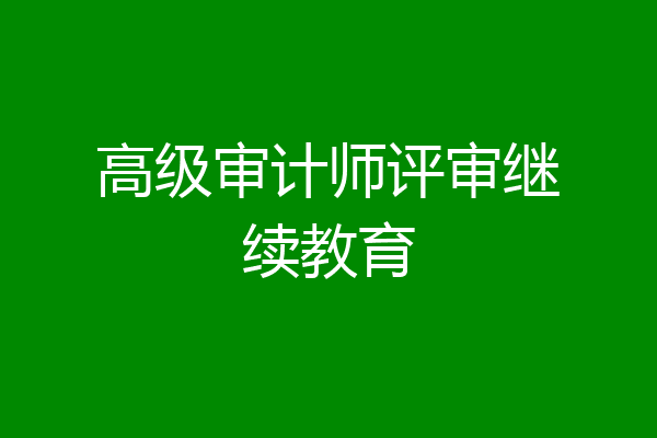 高级审计师评审继续教育