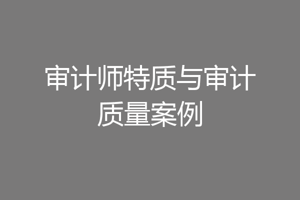 审计师特质与审计质量案例