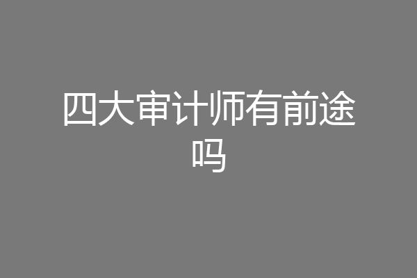 四大审计师有前途吗