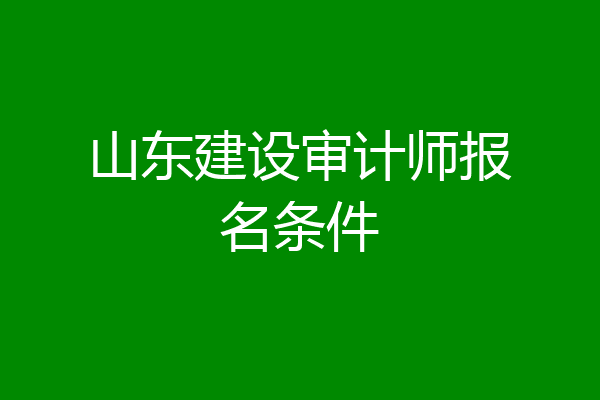 山东建设审计师报名条件