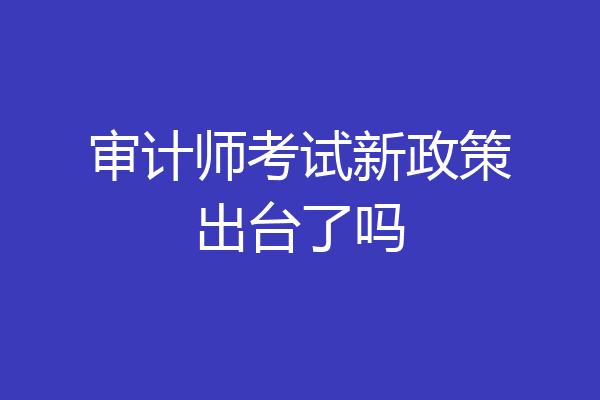审计师考试新政策出台了吗