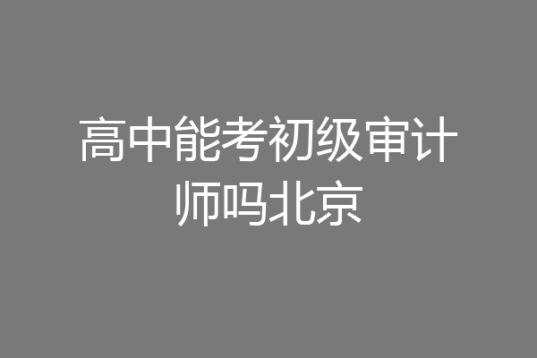 高中能考初级审计师吗北京