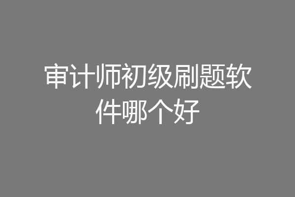 审计师初级刷题软件哪个好